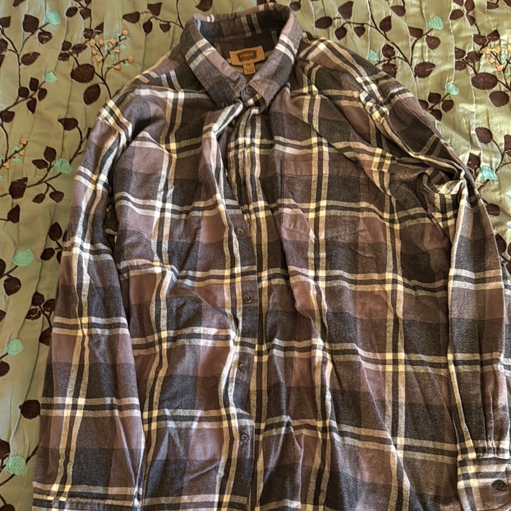 The Foundry Supply Co. Brown Plaid Casual Button Down Shirt